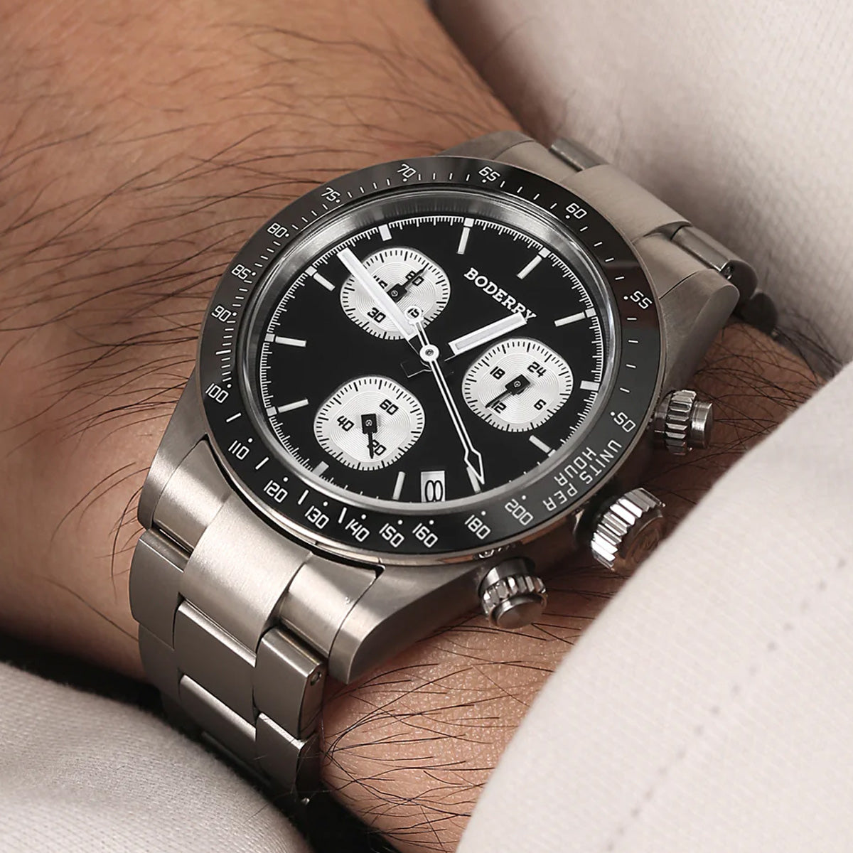 Boderry Goldace BD-Q09-01B Titanium Chronograph Black Dial