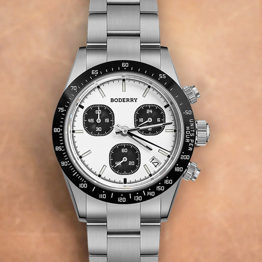 Boderry Goldace BD-Q09-03B Titanium Chronograph White Dial