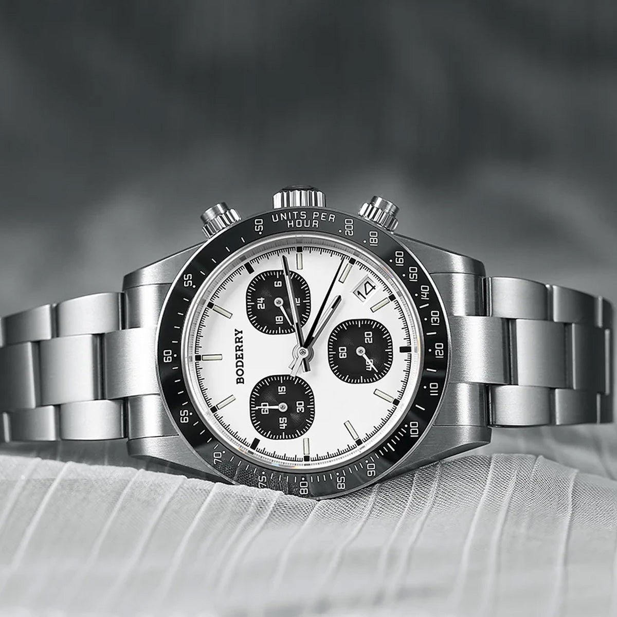 Boderry Goldace BD-Q09-03B Titanium Chronograph White Dial