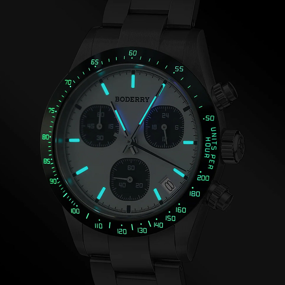 Boderry Goldace BD-Q09-03B Titanium Chronograph White Dial