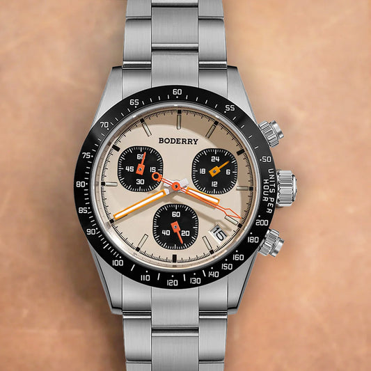 Boderry Goldace BD-Q09-02B Titanium Chronograph Cream Dial