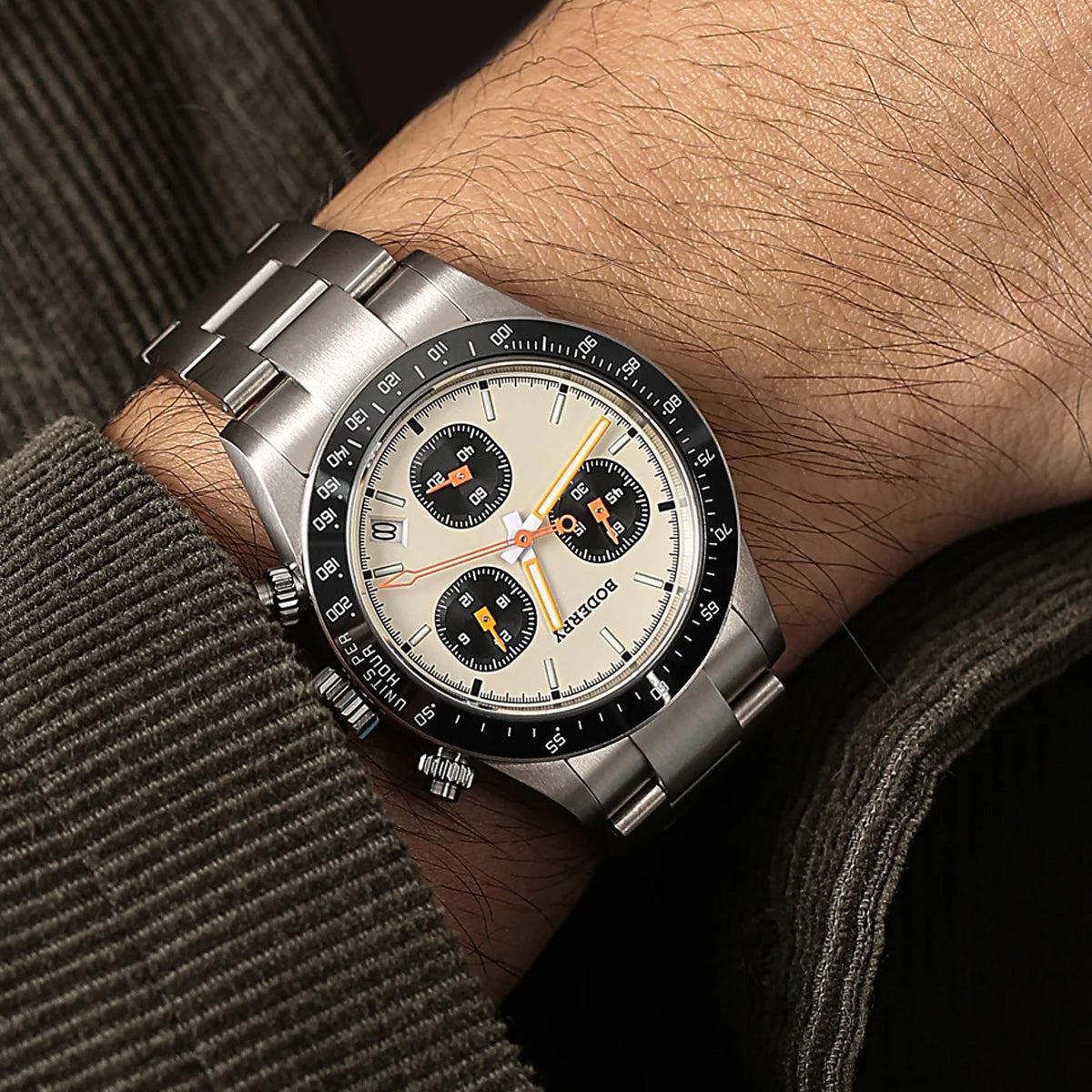 Boderry Goldace BD-Q09-02B Titanium Chronograph Cream Dial