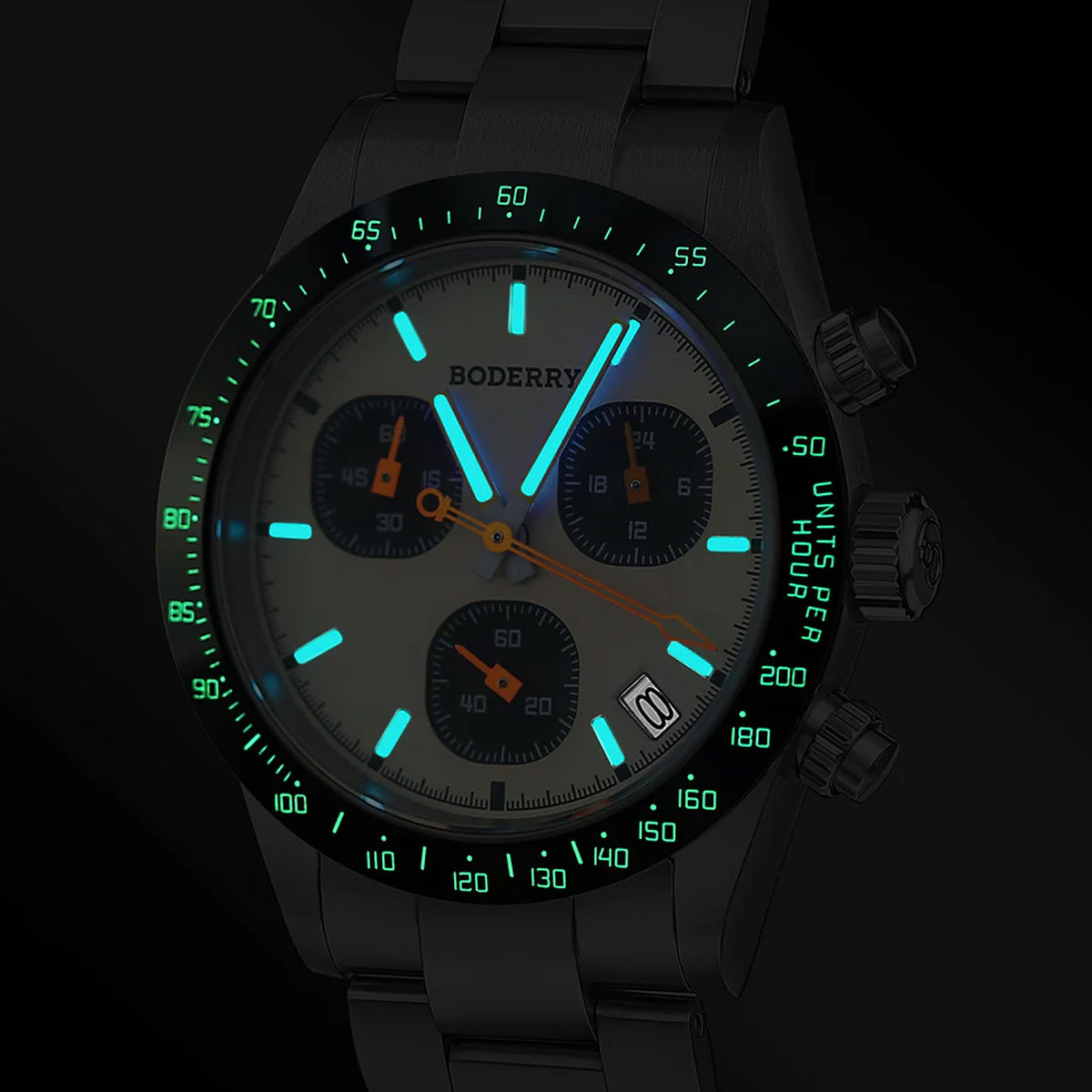 Boderry Goldace BD-Q09-02B Titanium Chronograph Cream Dial