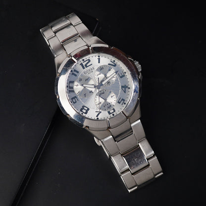 Guess Men Rush Silver I90199G1 42mm Stainless Steel Case Silver Dial - Horology Story Youtube Store