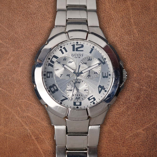 Guess Men Rush Silver I90199G1 42mm Stainless Steel Case Silver Dial - Horology Story Youtube Store