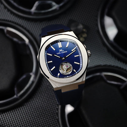 Karl-Leimon Majesty Blue Open Heart Automatic - Horology Story Youtube Store