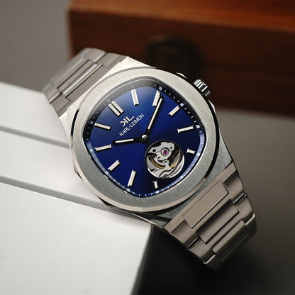 Karl-Leimon Majesty Blue Open Heart Automatic - Horology Story Youtube Store