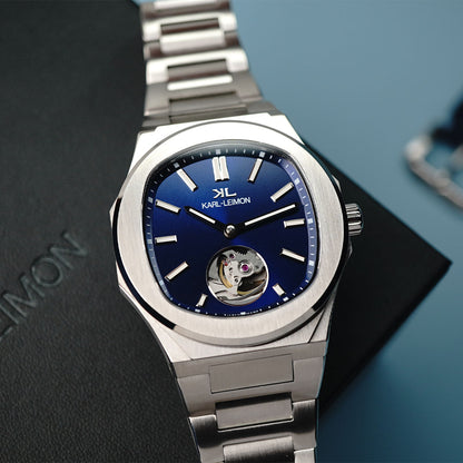 Karl-Leimon Majesty Blue Open Heart Automatic - Horology Story Youtube Store