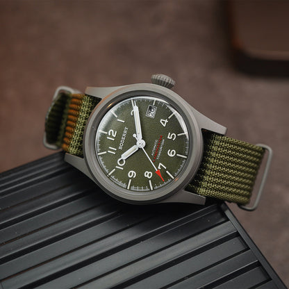 Boderry Landmaster Titanium 100m Green Dial Seiko NH35A