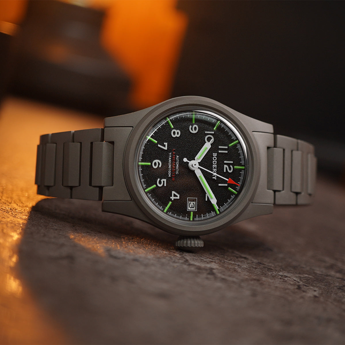 Boderry Landmaster Titanium 100m Black Dial Seiko NH35A