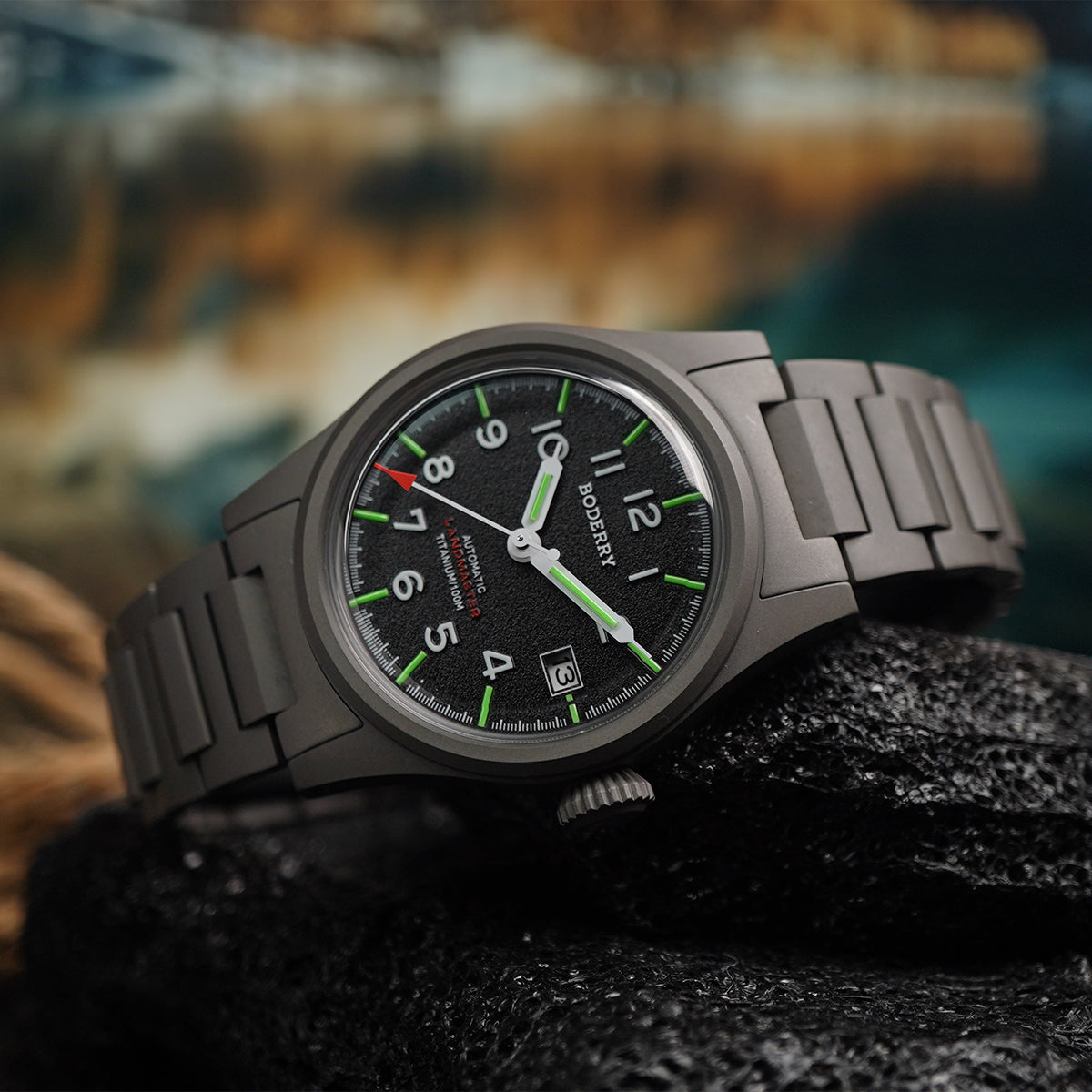 Boderry Landmaster Titanium 100m Black Dial Seiko NH35A