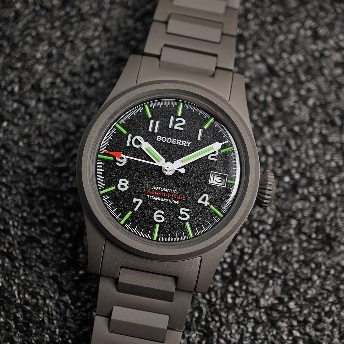 Boderry Landmaster Titanium 100m Black Dial Seiko NH35A