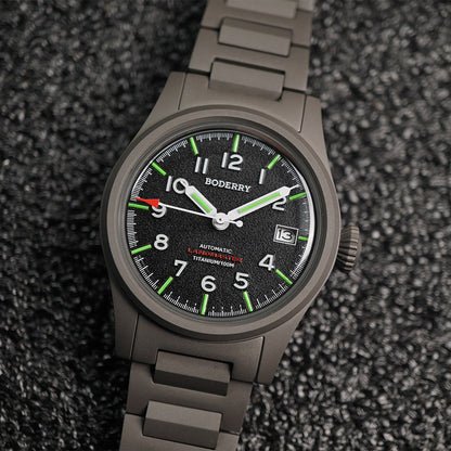 Boderry Landmaster Titanium 100m Black Dial Seiko NH35A