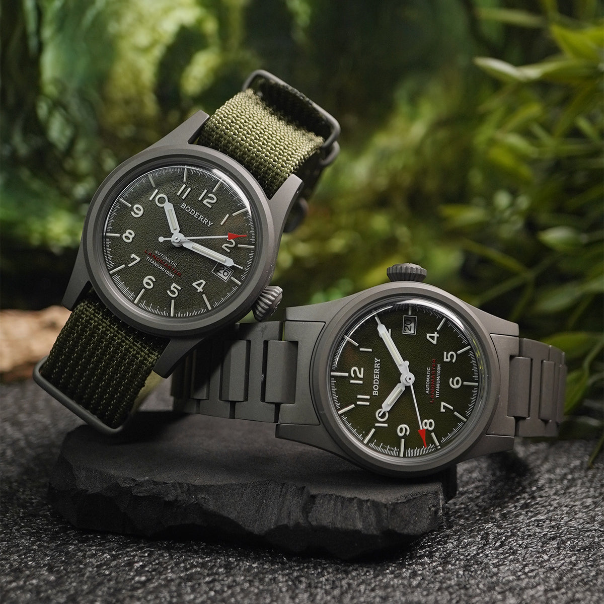 Boderry Landmaster Titanium 100m Green Dial Seiko NH35A