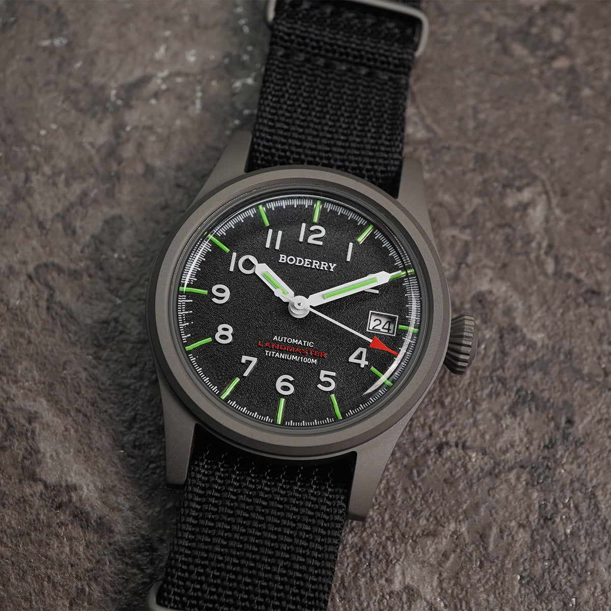 Boderry Landmaster Titanium 100m Black Dial Seiko NH35A