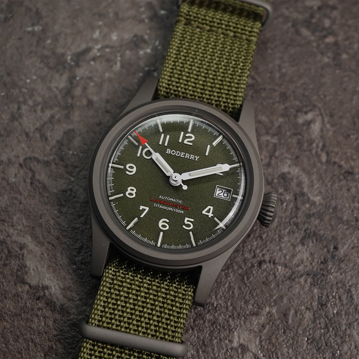 Boderry Landmaster Titanium 100m Green Dial Seiko NH35A
