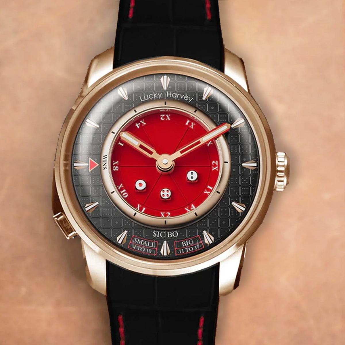 LUCKY HARVEY Player Series Sic Bo Red Automatic Rosegold