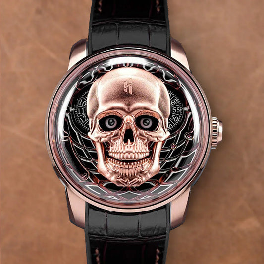 LUCKY HARVEY Skull Automatic Rose Gold - Horology Story Youtube Store