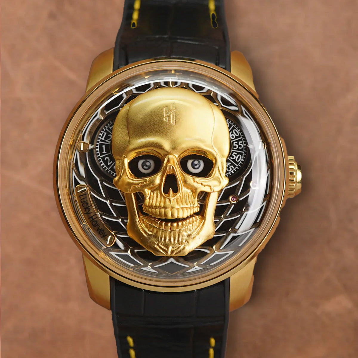 LUCKY HARVEY Skull Automatic Yellow Gold - Horology Story Youtube Store