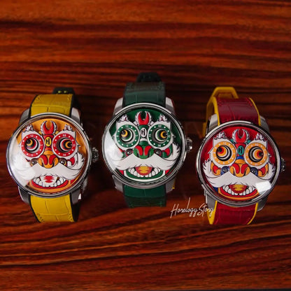 LUCKY HARVEY Yellow Lion Rolling Eyes Automatic - Horology Story Youtube Store