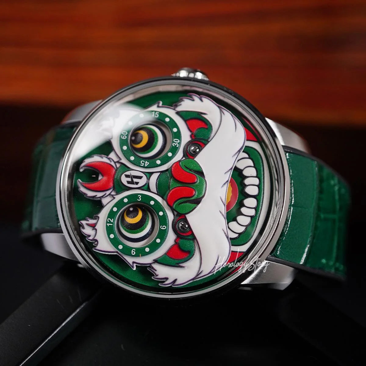 LUCKY HARVEY Green Lion Rolling Eyes Automatic - Horology Story Youtube Store