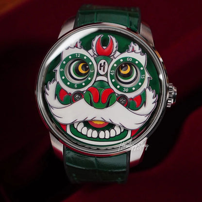 LUCKY HARVEY Green Lion Rolling Eyes Automatic - Horology Story Youtube Store