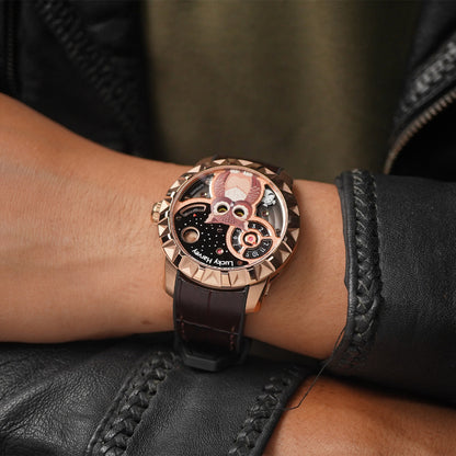 LUCKY HARVEY Rose Gold Blinking Eyes Owl Automatic - Horology Story Youtube Store