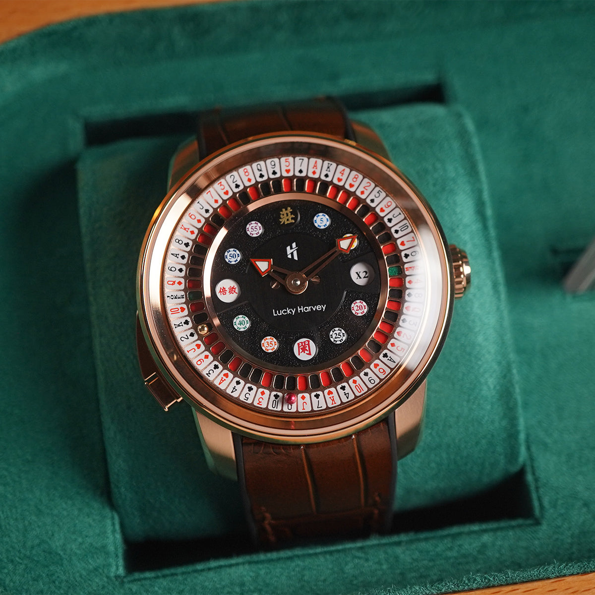 LUCKY HARVEY Player Series Poker Roulette Rosegold