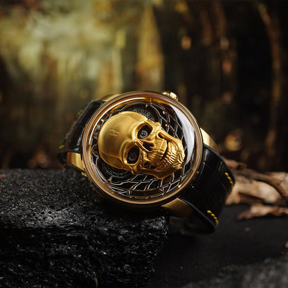 LUCKY HARVEY Skull Automatic Yellow Gold - Horology Story Youtube Store
