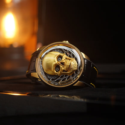 LUCKY HARVEY Skull Automatic Yellow Gold - Horology Story Youtube Store