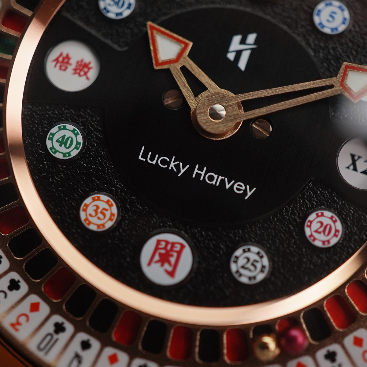 LUCKY HARVEY Player Series Poker Roulette Rosegold