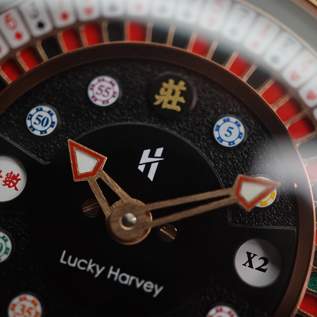 LUCKY HARVEY Player Series Poker Roulette Rosegold