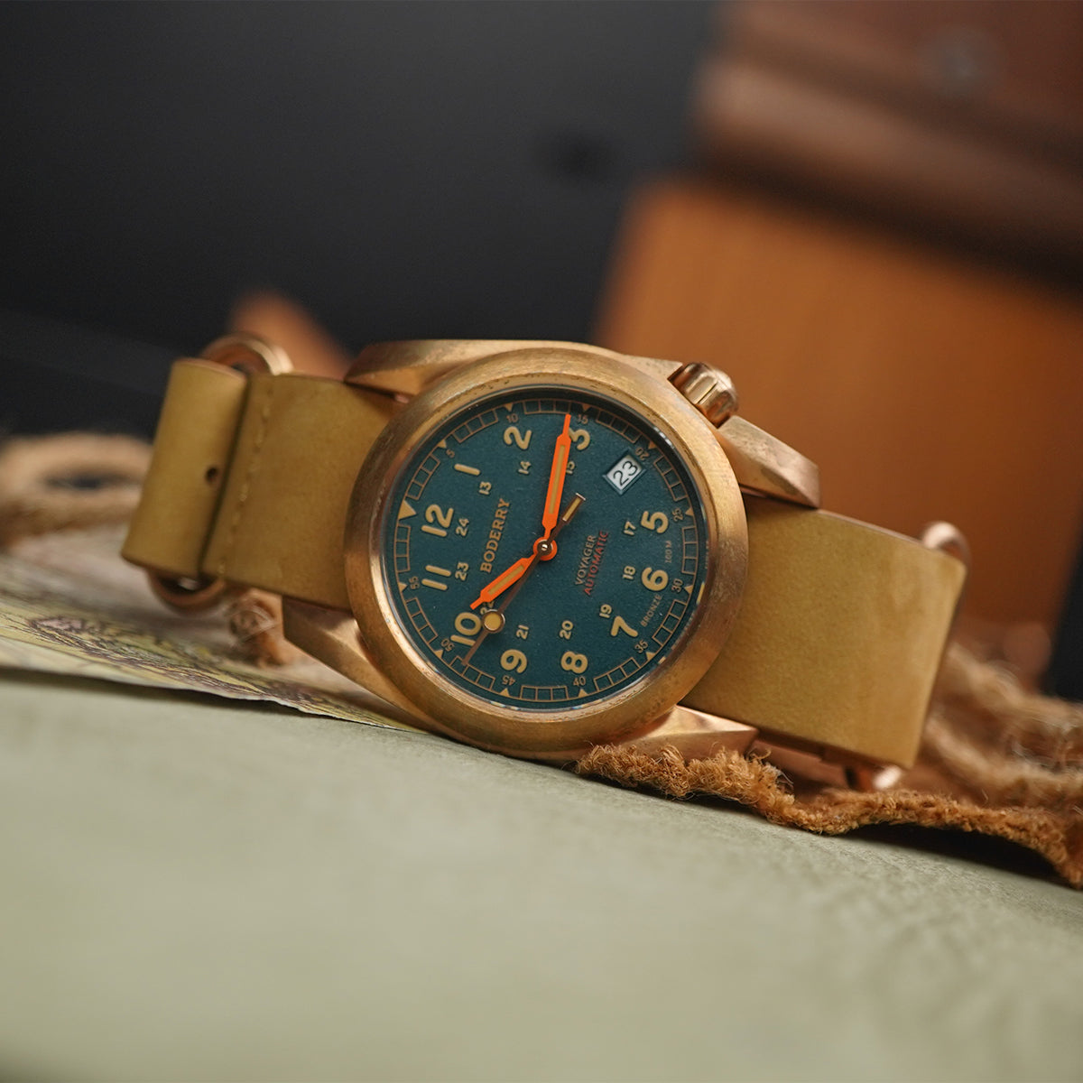 Boderry Voyager Bronze Field 100m Sandstone Green BD-A11B-03 - Horology Story Youtube Store