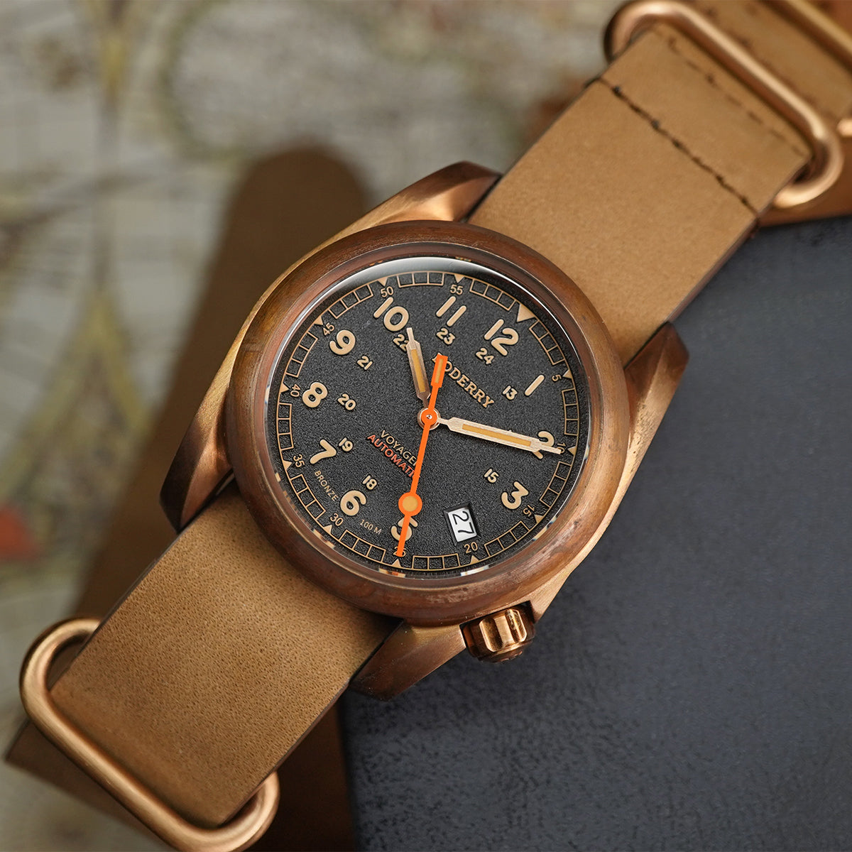 Boderry Voyager Bronze Field 100m Black Dial BD-A11B-01