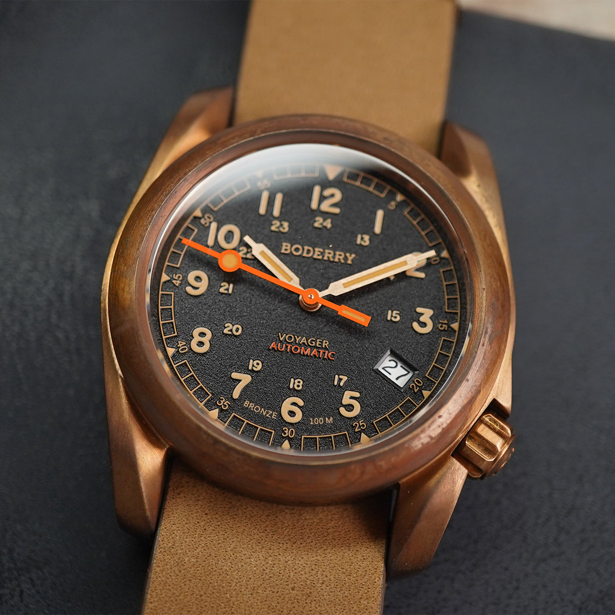 Boderry Voyager Bronze Field 100m Black Dial BD-A11B-01