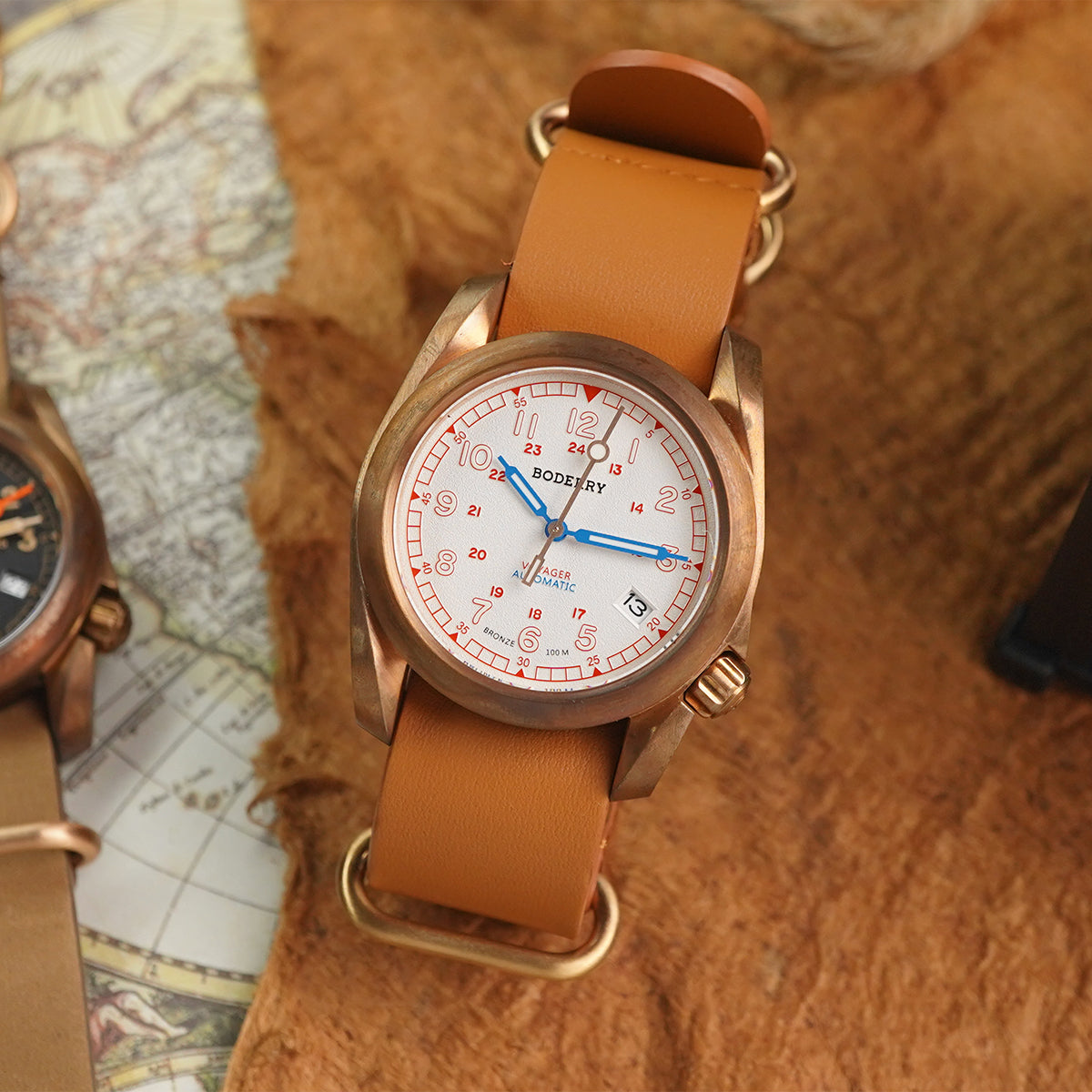 Boderry Voyager Bronze Field 100m White Dial BD-A11B-02