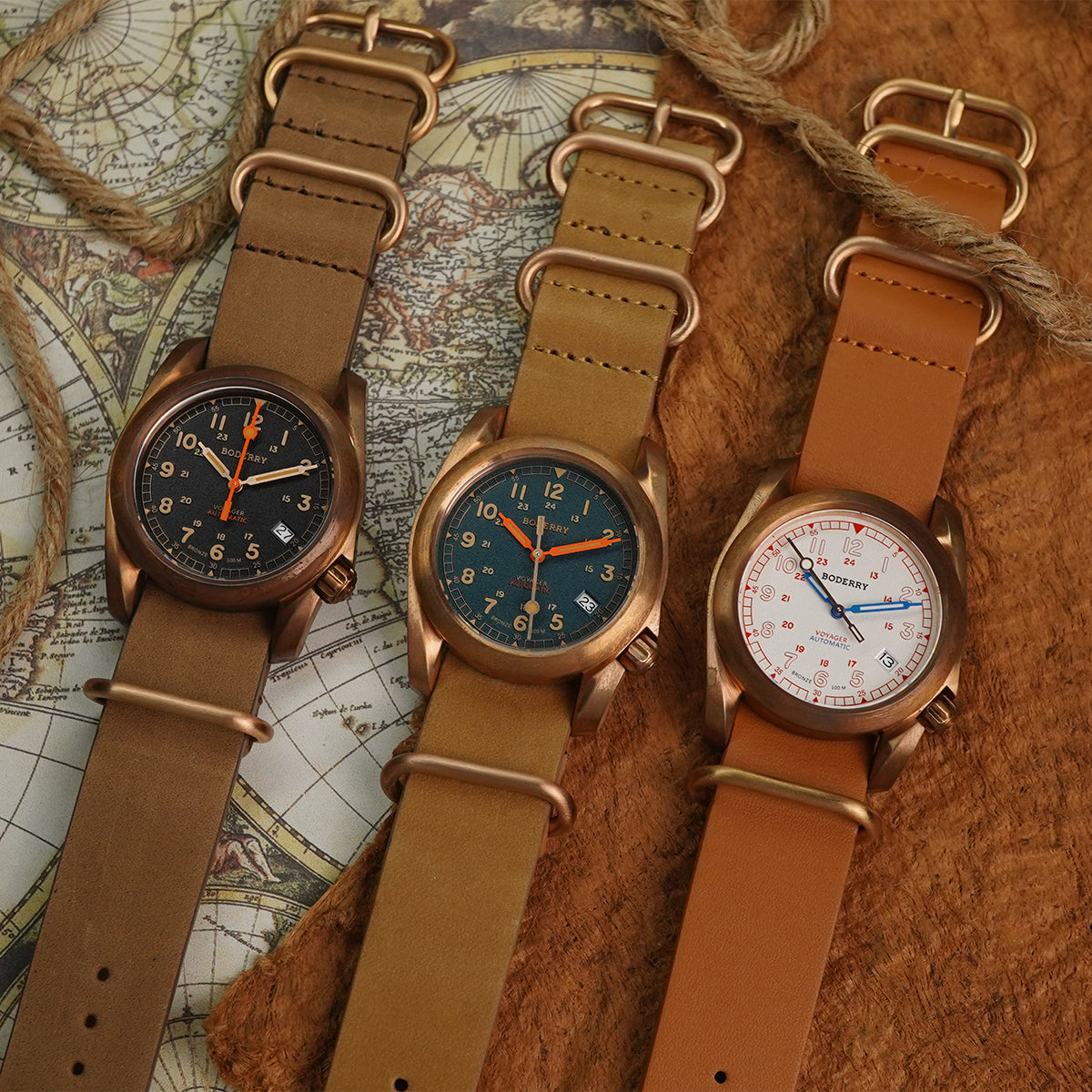 Boderry Voyager Bronze Field 100m Sandstone Green BD-A11B-03 - Horology Story Youtube Store