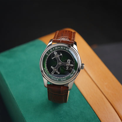 Olto-8 Roto Wandering Hour Jade Green (Upgraded Dial) - Horology Story Youtube Store