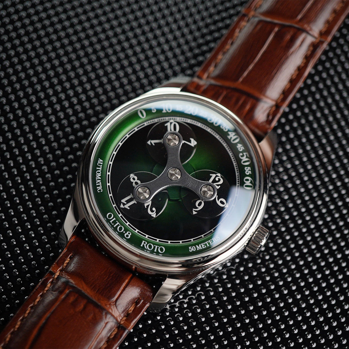 Olto-8 Roto Wandering Hour Jade Green (Upgraded Dial) - Horology Story Youtube Store