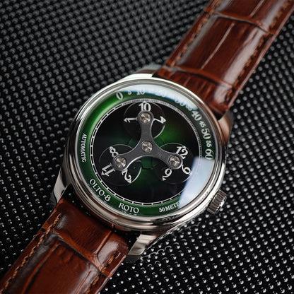 Olto-8 Roto Wandering Hour Jade Green (Upgraded Dial) - Horology Story Youtube Store