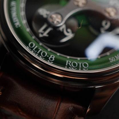 Olto-8 Roto Wandering Hour Jade Green (Upgraded Dial) - Horology Story Youtube Store