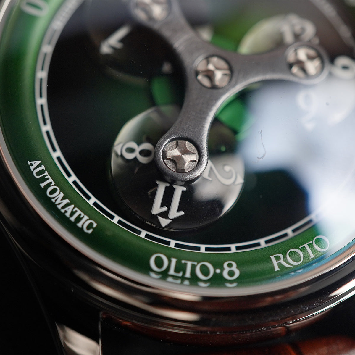 Olto-8 Roto Wandering Hour Jade Green (Upgraded Dial) - Horology Story Youtube Store