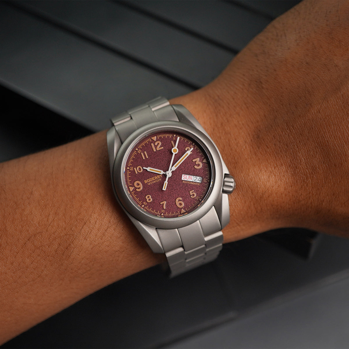 Boderry Voyager Titanium Field 100m Bracelet Day-Date