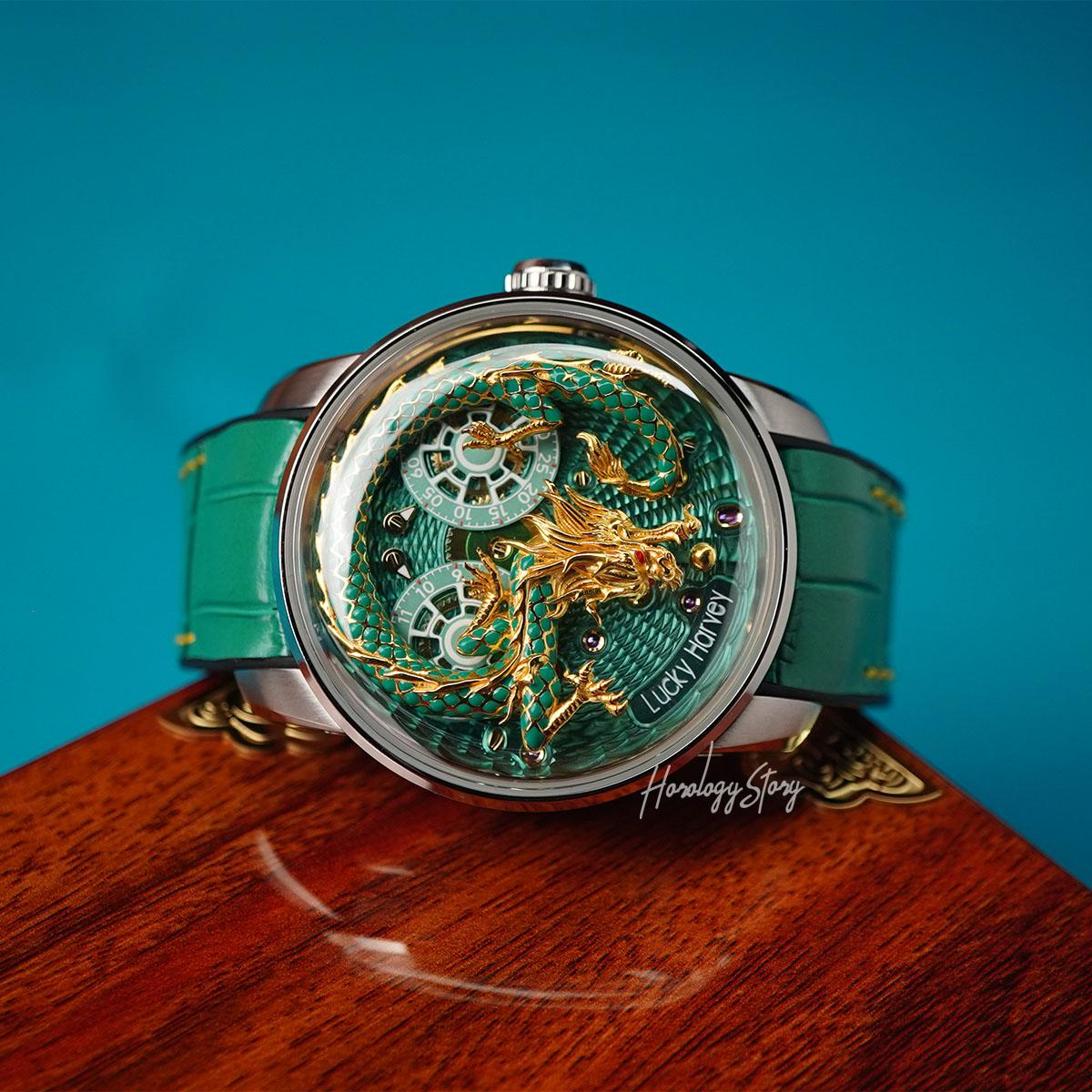 LUCKY HARVEY Green Enamel Dragon Limited 200 Pcs - Horology Story Youtube Store