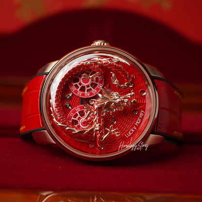 LUCKY HARVEY Red Enamel Dragon Limited 100 Pcs - Horology Story Youtube Store