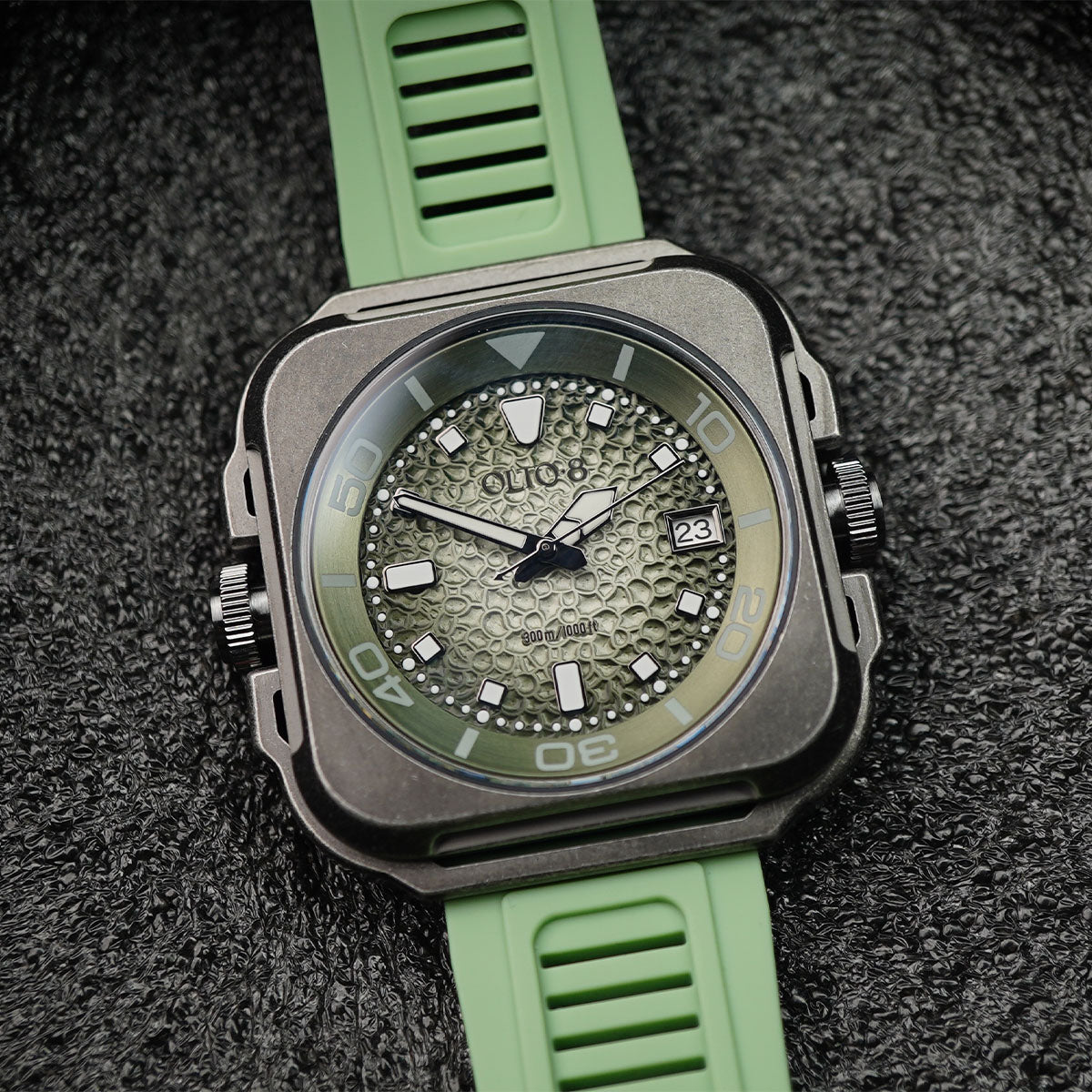 Olto-8 Coral Steward Retro Green Textured Dial Automatic - Horology Story Youtube Store