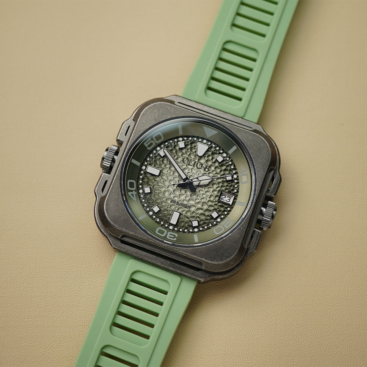 Olto-8 Coral Steward Retro Green Textured Dial Automatic - Horology Story Youtube Store