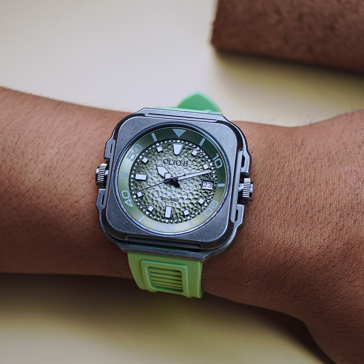 Olto-8 Coral Steward Retro Green Textured Dial Automatic - Horology Story Youtube Store