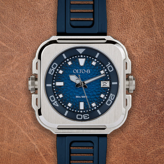 Olto-8 Coral Steward Marine Blue Textured Dial Automatic - Horology Story Youtube Store