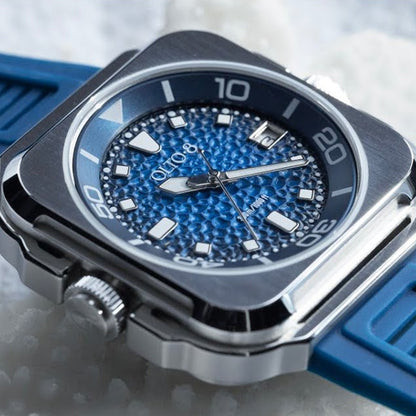 Olto-8 Coral Steward Marine Blue Textured Dial Automatic - Horology Story Youtube Store